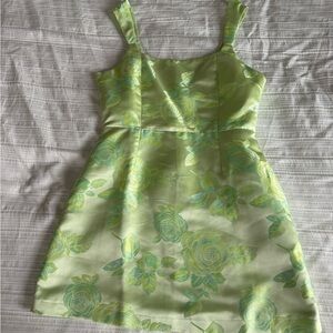 Lulu's Light Green Floral Mini Dress